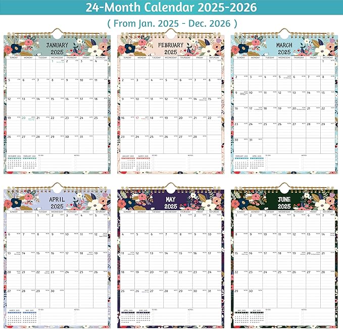 Wall Calendar 2025-2026 β 2 Year Calendar 2025-2026, 8.5 x 11 In, Jan 2025 - Dec 2026, 2025 Calendar 24 Months, Small Monthly Calendar 2025 Vertical, Ruled Blocks, Thick Paper, Holidays, To-do οΌ Notes