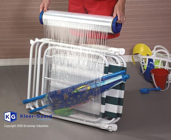 Kleer-Guard® Stretch Wrap with Tension Control Handles. 15" x1000' ft./roll. 80 Gauge Equivalent. 1 Roll Two Tension Control Handles