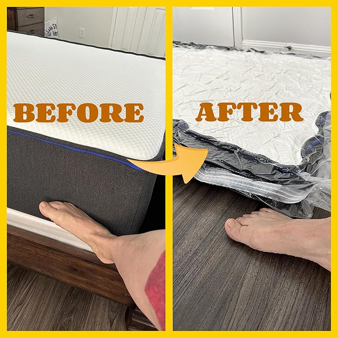 Vacuum Mattress Bag for moving, Vacuum Sealed Bags for Mattress Storage, Mattress Compression Bag, Foam and Latex Mattress Vacuum Bag with Straps(KING. CAL-KING)
