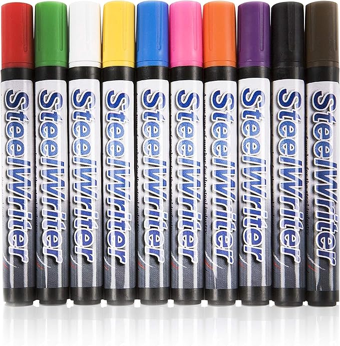 Metal Marking Paint Pen - Industrial Marker For Writing & Drawing on Steel and Metals - Washable Removable Paint Markers For Metal, Wet Erase Metal Paint, Black Paint Pen for Construction and Welders
