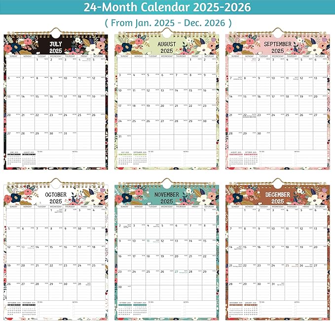 Wall Calendar 2025-2026 β 2 Year Calendar 2025-2026, 8.5 x 11 In, Jan 2025 - Dec 2026, 2025 Calendar 24 Months, Small Monthly Calendar 2025 Vertical, Ruled Blocks, Thick Paper, Holidays, To-do οΌ Notes