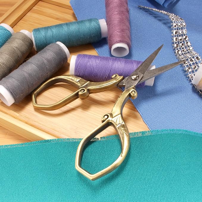 JubileeYarn Chinese Wing & Cloud Embroidery Craft Scissors - Bronze - 10 Scissors
