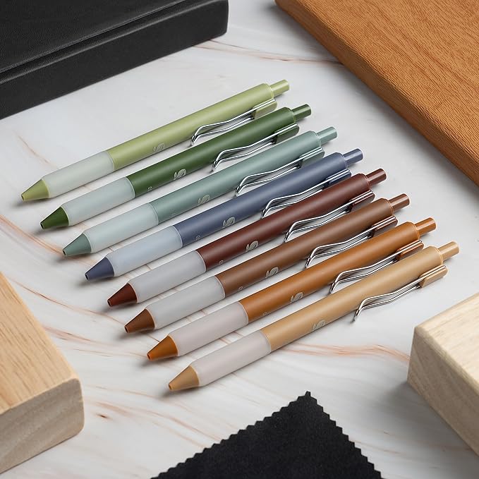 BLIEVE Gel Pens - Earthy, Matte Finish, Smooth Writing, No Bleed - For Journaling, Bible Notes, Drawing - Cute School Supplies, 8 Pack