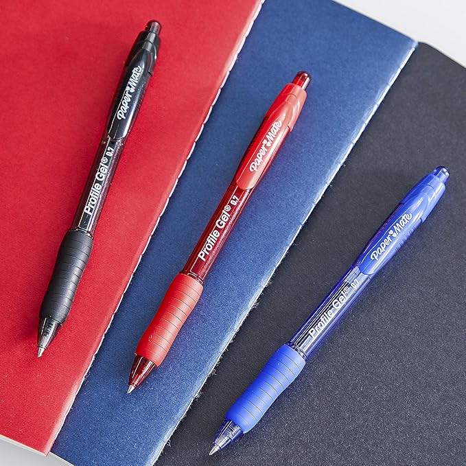 Paper Mate Gel Pen, Profile Retractable Pen, 0.7mm, Red, 12 Count