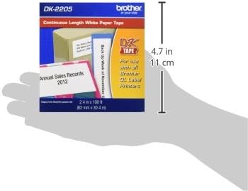 Brother Genuine, DK-2205 Continuous Paper Label Roll, Cut-to-Length Label, 2.4” x 100 Feet, (1) Roll Per Box