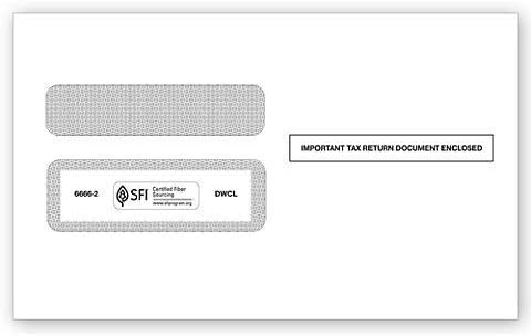 50 1099 Tax envelopes, Designed for 1099 Misc, 1099-R & DIV and INT Laser Forms, 5 5/8 Inch x 9 Inch, Gummed Flap, 50 Envelopes