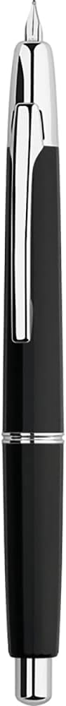 Majohn A2 Press Fountain Pen Extra Fine Nib with Box, Retractable Black Resin Ink Pen with Converter Writing Pen Set (Silver Clip Version）