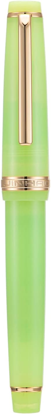 Jinhao 82 Acrylic Fountain Pen, Iridium Extra Fine Nib with Ink Converter, Transparent Green Classic Design Smooth Writing Pen (Gold Trim)