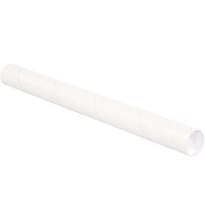BOX USA BP2515W Mailing Tubes with Caps, 2-1/2" x 15", White (Pack of 34)