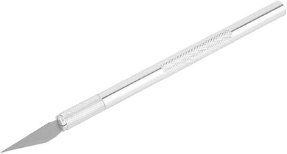 Art Knife, Carving Knife, Nonslip Stainless Steel Precision Knife Hobby Knife Wood Carving Artwork Craft Knife with 5 Spare Blades for Phone Repair, Art, Hobby, Scrapbooking, Stencil (Silver)