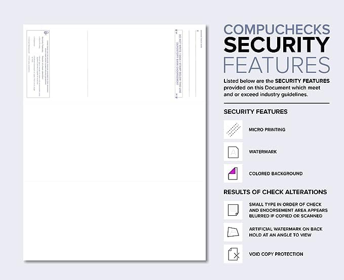 Compuchecks Check on Top Blank Check Paper - 2500 Pack, Quick-Books & Laser Printer Compatible - Security Business Checks with Voucher - 8.5" x 11" Brown Marble
