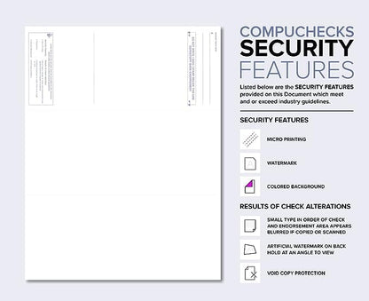Compuchecks Check on Top Blank Check Paper - 2500 Pack, Quick-Books & Laser Printer Compatible - Security Business Checks with Voucher - 8.5" x 11" Green Pinstripe