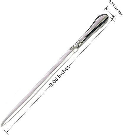 BANCHELLE Letter Opener Envelope Slitter Zinc Alloy Envelope Opener with Black Box (Silver, 9.06 × 0.71 × 0.39 inches), 2 PCS