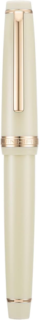 Jinhao 82 Ivory White Acrylic Fountain Pen, Iridium Medium Nib Classic Design Smooth Writing Pen with Ink Converter (Gold Trim)