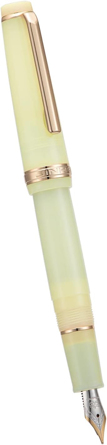 Jinhao 82 Acrylic Fountain Pen, Iridium Extra Fine Nib with Ink Converter, Transparent Yellow Classic Design Smooth Writing Pen (Gold Trim)