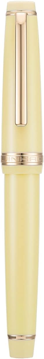 Jinhao 82 Yellow Acrylic Fountain Pen, Iridium Medium Nib Classic Design Smooth Writing Pen with Ink Converter (Gold Trim)