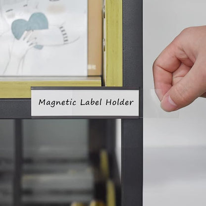 C Channel Magentic Label Holders 1x3 Inches,Magnetic Labels Shelf Label Data Card Holders,Pack of 50