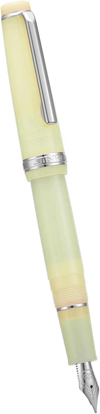 Jinhao 82 Acrylic Fountain Pen, Iridium Medium Nib with Ink Converter, Transparent Yellow Classic Design Smooth Writing Pen (Silver Trim)