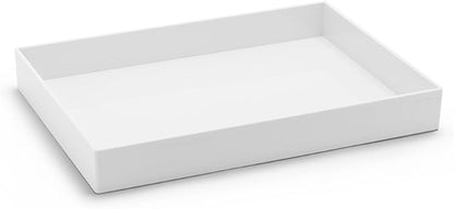 Poppin Stackable Large Accessory Tray - Modular Lacquer Desk Trays for Office Organization, Color-Coordinated Office Supplies for Desk, Paper Trays (White, Large Accessory)