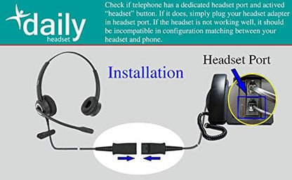 RJ9 Cisco Corded Office Phone Headset HD Voice for Cisco IP Phones 6851 6861 7945g 7962g 8811 8841 8845 8851 8861 8961 9951 Series Model,Plus 3.5mm Adapter for Smartphone