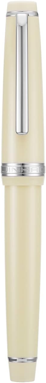 Jinhao 82 Ivory White Acrylic Fountain Pen, Iridium Bent Nib Classic Design Smooth Writing Pen with Ink Converter (Silver Trim)