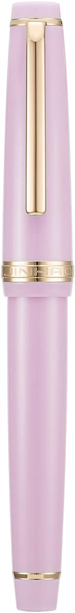 Jinhao 82 Pink Acrylic Fountain Pen, Iridium Fine Nib Classic Design Smooth Writing Pen with Ink Converter (Gold Trim)
