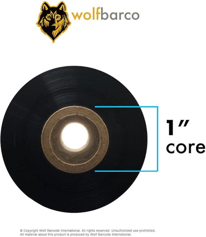 3 Rolls Wolfbarco 2.52" x 1476' (64mm x 450m) Black Premium Resin-Enhanced Wax Thermal Transfer Ribbon Compatible with Zebra,TEC, INTERMEC,Citizen,TSC,GODEX,ARGOX Printers
