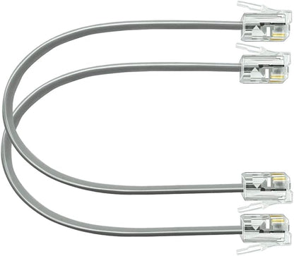 NECABLES 2Pack 6 Inch Short Telephone Cord Phone Cable Wall Phone Cord for Landline RJ11 6P4C Male to Male
