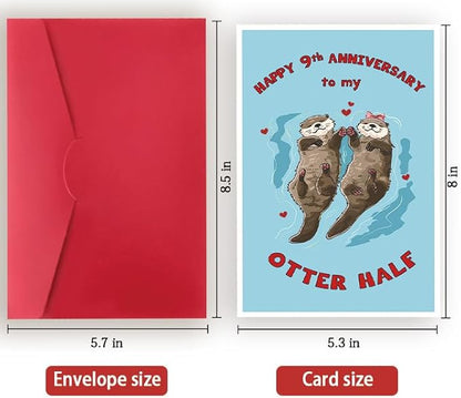 Funny 9th Anniversary Card for Husband Wife,Romantic 9 Year Anniversary Card,9th Wedding Gift for Dad Mom,Sweet 9th Gift Idea for Him Her