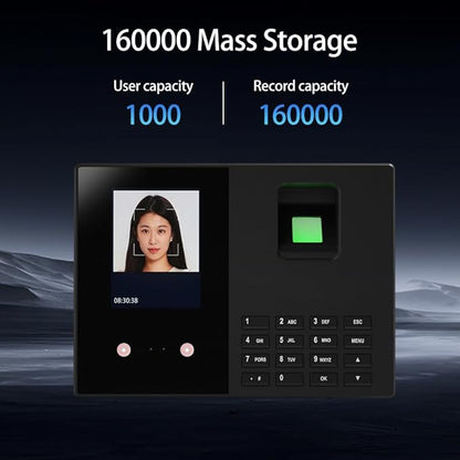 BISOFICE Time Attendance Face Recognition Time Clock Support Fingerprint Password Palm Print Facial Fast Recognition for Employees USB Port Data Management Device Suitable for Office Small Business