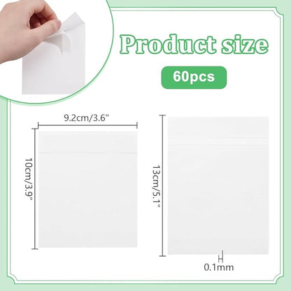 PH PandaHall 60Pcs Glassine Bags Self Seal Glassine Paper Envelopes, Self Adhesive Paper Bag Waxed Paper Storage Bag for Cookie Candy Soap Cards Snacks Food Treat Gift Favor,5.12x3.62inches