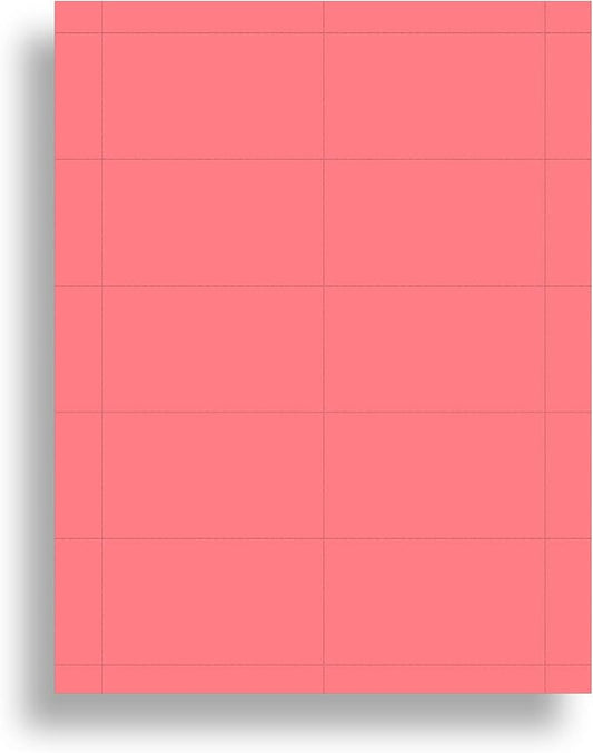 Colored Business Cards - 25 Sheets / 250 Business Cards - Inkjet & Laser - 10 per Sheet (Plain Pink)