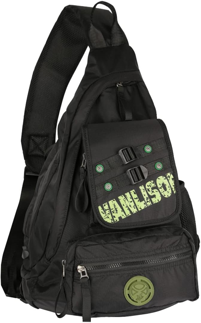 Larswon Sling Bag with USB Charging Port, Sling Backpack USB, Shoulder Backpack, Large Crossbody Bag, Chest Bag Large Black