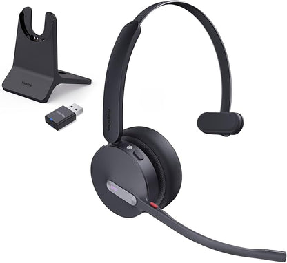 Yealink WH64 Hybrid with DECT Dongle & Charging Stand, 492ft Range,26 Talk Time Bluetooth Headset for Teams, Zoom Skype UC Certified, Noise Cancelling Headset with 3X Mic, Work Headset for PC Phone