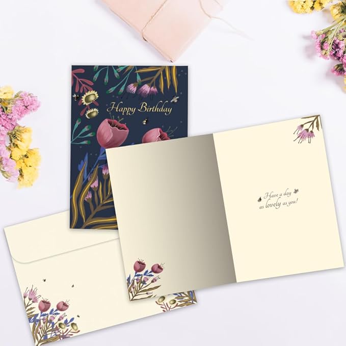 Tree-Free Greetings - Birthday Cards - Artful Designs - 2 Cards + Matching Envelopes - Made in USA - 100% Recycled Paper - 5 x 7 - Beauty and Grace (GT65278)