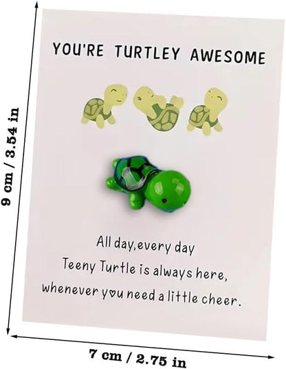 5Pcs Multi Color Mini Pocket Hug Turtle,Greeting Card Envelopes Thank You Note Cards Greeting Card Mini Sea Turtle Figure Pocket Hug Gift for Friends and Family Cards and Card Stock