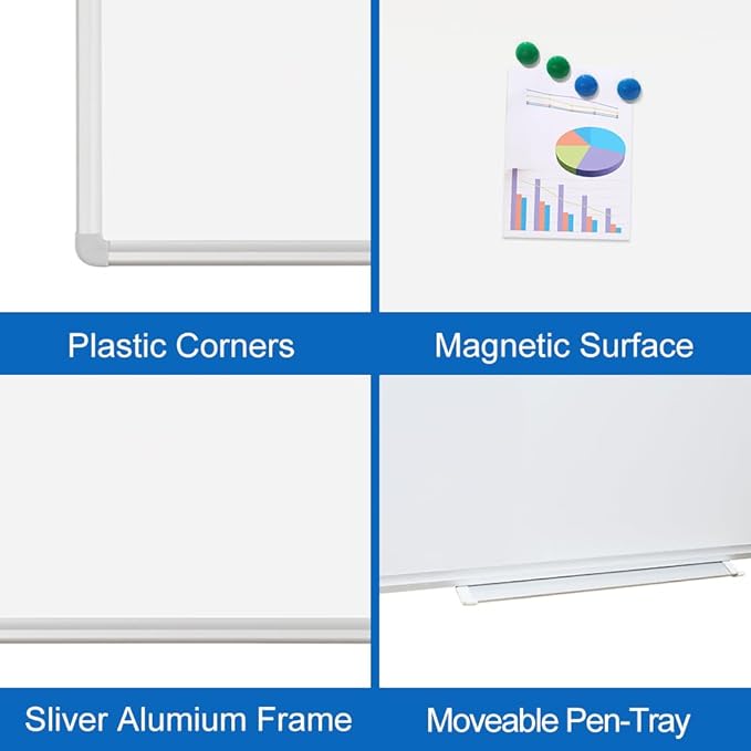 DEVELOP Magnetic Dry Erase Board 18x24 Inch, Small Aluminum Frame Wall-Mounted Whiteboard with Detachable Marker Tray, Hanging Writing Board for Home Office School Classroom