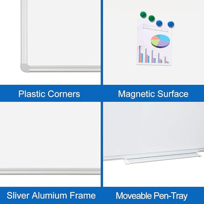 DEVELOP Magnetic Dry Erase Board 18x24 Inch, Small Aluminum Frame Wall-Mounted Whiteboard with Detachable Marker Tray, Hanging Writing Board for Home Office School Classroom