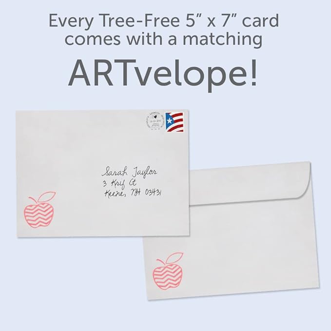Tree-Free Greetings Teacher Appreciation Cards - Artful Designs - 2 Cards + Matching Envelopes - Made in USA - 100% Recycled Paper - 5"x7" - Lighthearted, For Teacher, Awesome Teacher (GT64456)