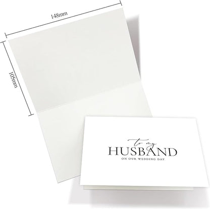 Set of 2 Wedding Cards for Husband and Wife with Matching Envelopes, To My Husband on our Wedding Day Card, To My Wife on our Wedding Day Card. （Husband/Wife A）