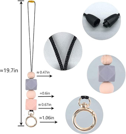 POPLOPP 3PCS Teacher Lanyards for ID Badges and Keys, Cute Silicone Beaded Lanyard for Women Nurse Employees Students