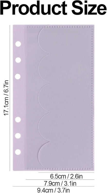 A6 Binder Pockets with No Zipper, Koqye Blue 10 Pcs Plastic Zipless Budget Envelopes, Two Pockets Frosted Cash Envelopes Money Bag for Budgeting, Cash Stuffing (Purple Petals-2set)