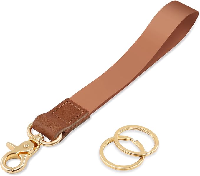Keychain Lanyard for Women and Men, Wrist Lanyard Key Chain Holder with Key Rings, Wristlet Strap Lanyard for Car Keys ID Badge Wallet Card Holder(Brown)