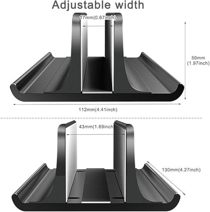 Vaydeer 3-in-1 Vertical Laptop Stand Holder, Aluminum Laptop Stand for Desk with Adjustable Dock, Space-Saving Organizer for All MacBook, Surface, Samsung, HP, Dell, up to 17.3 inch Black