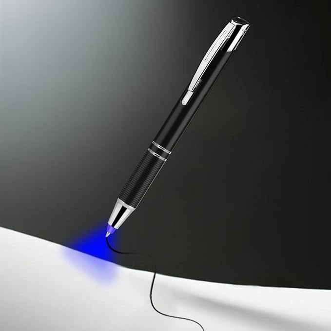 Penyeah Pen with Light, Light Pen Flashlight, Lighted Tip Pens for Taking Notes Recording Writing in The Dark 2 Pack - Red+Blue Light Tip