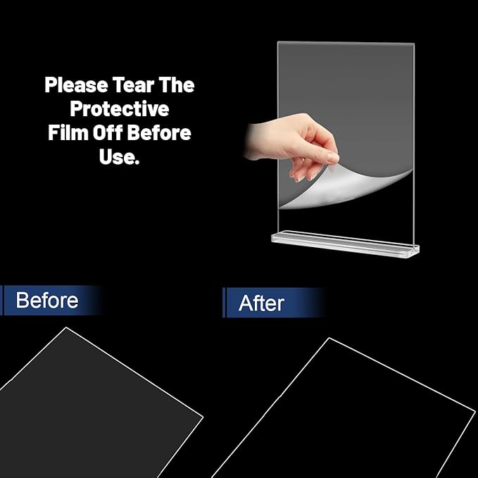 6 Pack Acrylic Sign Holder 8.5 X 11, Vertical T Shape Clear Plastic Sign Holder, Double Sided Clear Display Stand Table Top Sign Paper Holder, Sign Holder Suitable for Office, Store, Restaurant