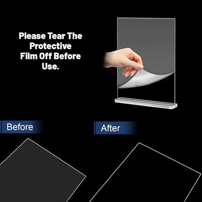 10 Pack Acrylic Sign Holder 8.5 X 11, Vertical T Shape Clear Plastic Sign Holder, Double Sided Clear Display Stand Table Top Sign Paper Holder, Sign Holder Suitable for Office, Store