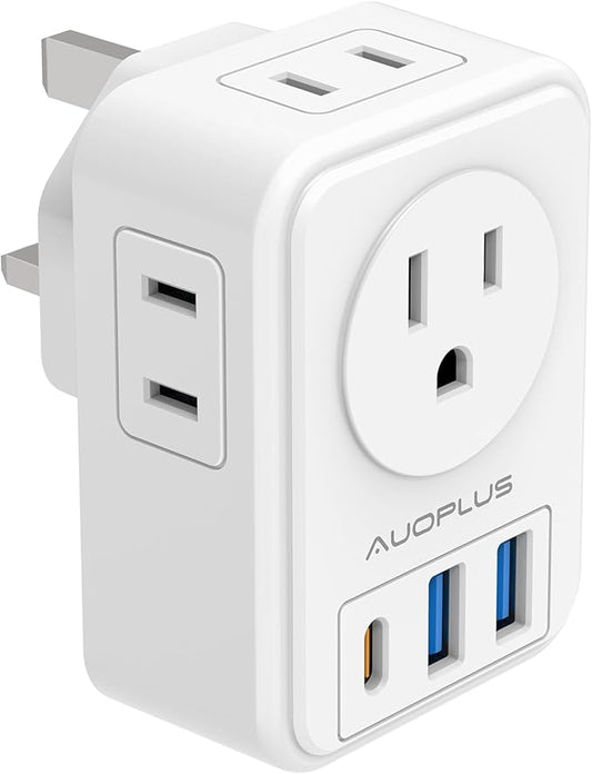 US to UK Plug Adapter, AUOPLUS Type G Travel Converter with 4 Outlets 3 USB Charge(1 USB C Port), International Power Adapter, Cruise Ship Essentials for USA to Scotland England Ireland Singapore