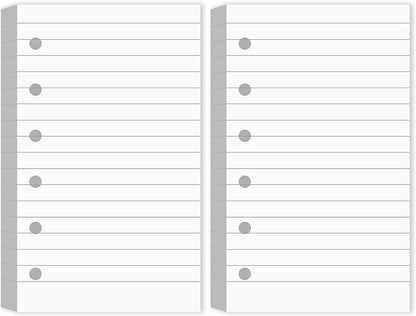 Ireer 200 Sheets Blank Lined Paper Refill for 3 x 5 Binders 6 Ring Memo Refill Paper Mini Ruled Filler Paper Books Planner Inserts Blank Lined Paper for Binder (White)