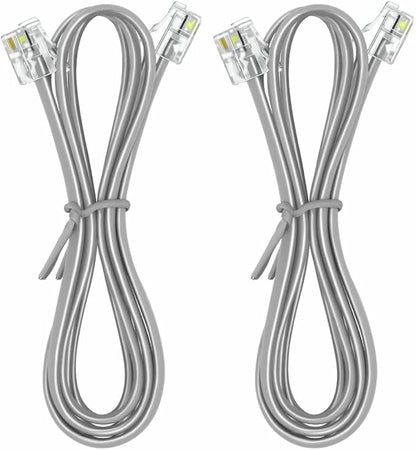 NECABLES 2Pack Phone Cord 10 ft Telephone Cord Phone Cable RJ11 6P4C Male to Male for Landline Phone and Fax - 10 Feet